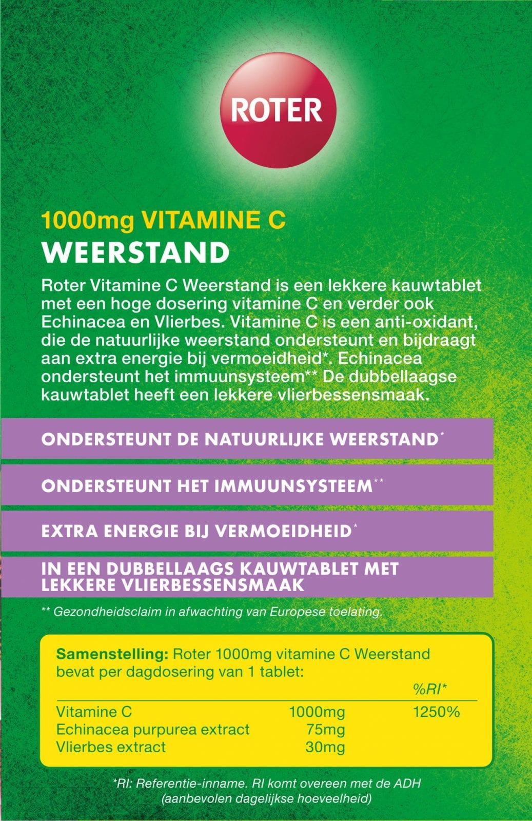 vitamine C 1000 mg weerstand